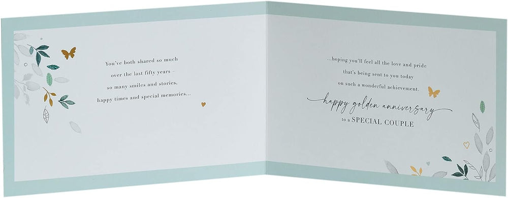 50th Wedding Anniversary Card for Him/Her/Friend - Leaves Design