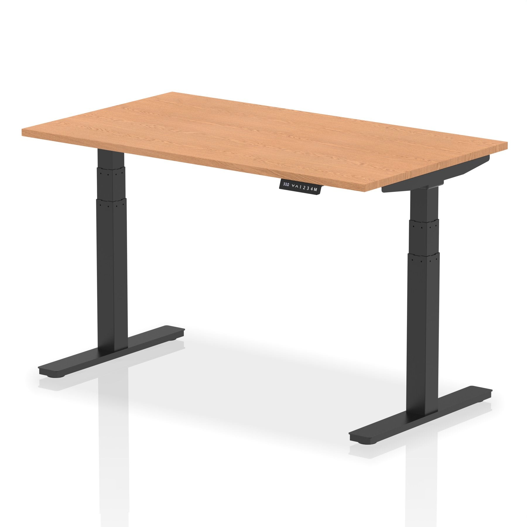 Dynamic Air 1400 x 800mm Height Adjustable Desk Oak Top Black Leg HA01202 DD