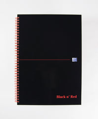 Black n Red Notebook Wirebound A4 Hardback A-Z Ruled 140 Pages 100080232