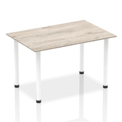 Impulse 1400mm Straight Table Grey Oak Top White Post Leg I003712 DD