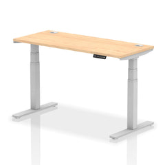 Dynamic Air 1400 x 600mm Height Adjustable Desk Maple Top Cable Ports Silver Leg HA01134 DD