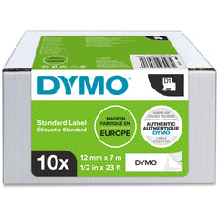 Dymo D1 Label Tape 12mmx7m Black on White (Pack 10) - 2093097