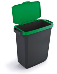 Durable DURABIN ECO 80% Recycled Plastic Waste Recycling Bin 60 Litre Rectangular Black with Green Hinged Lid - VEH2023025 DD