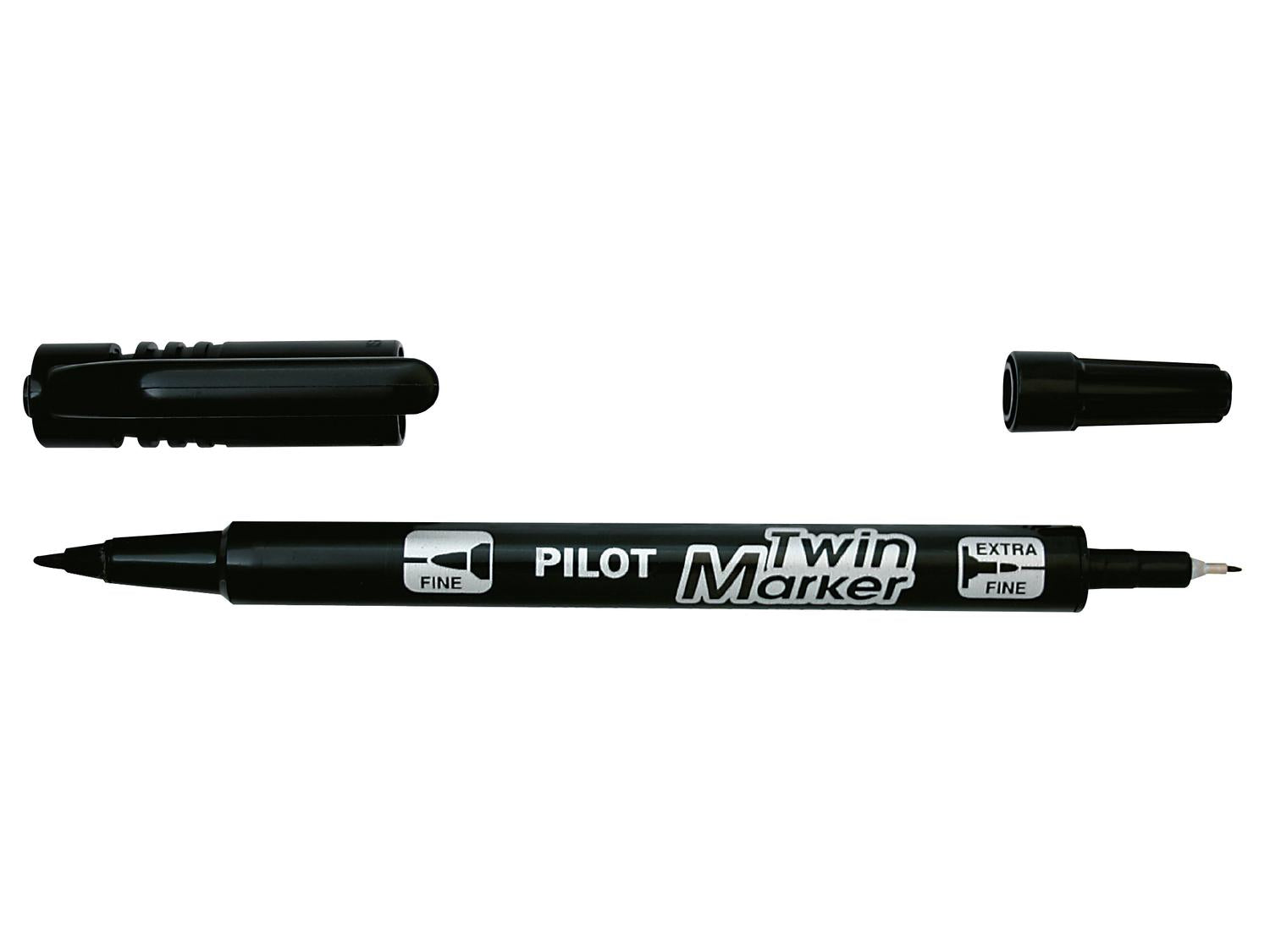 Pilot Begreen Twin Tip Permanent Marker Extra Fine 0.45mm and Fine 0.5mm Line Black (Pack 10) - 4902505342080