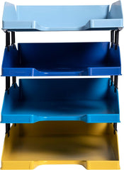 Exacompta Bee Blue Letter Tray Set 346 x 255 x 65mm Assorted Colours (Pack 4) - 113202SETD