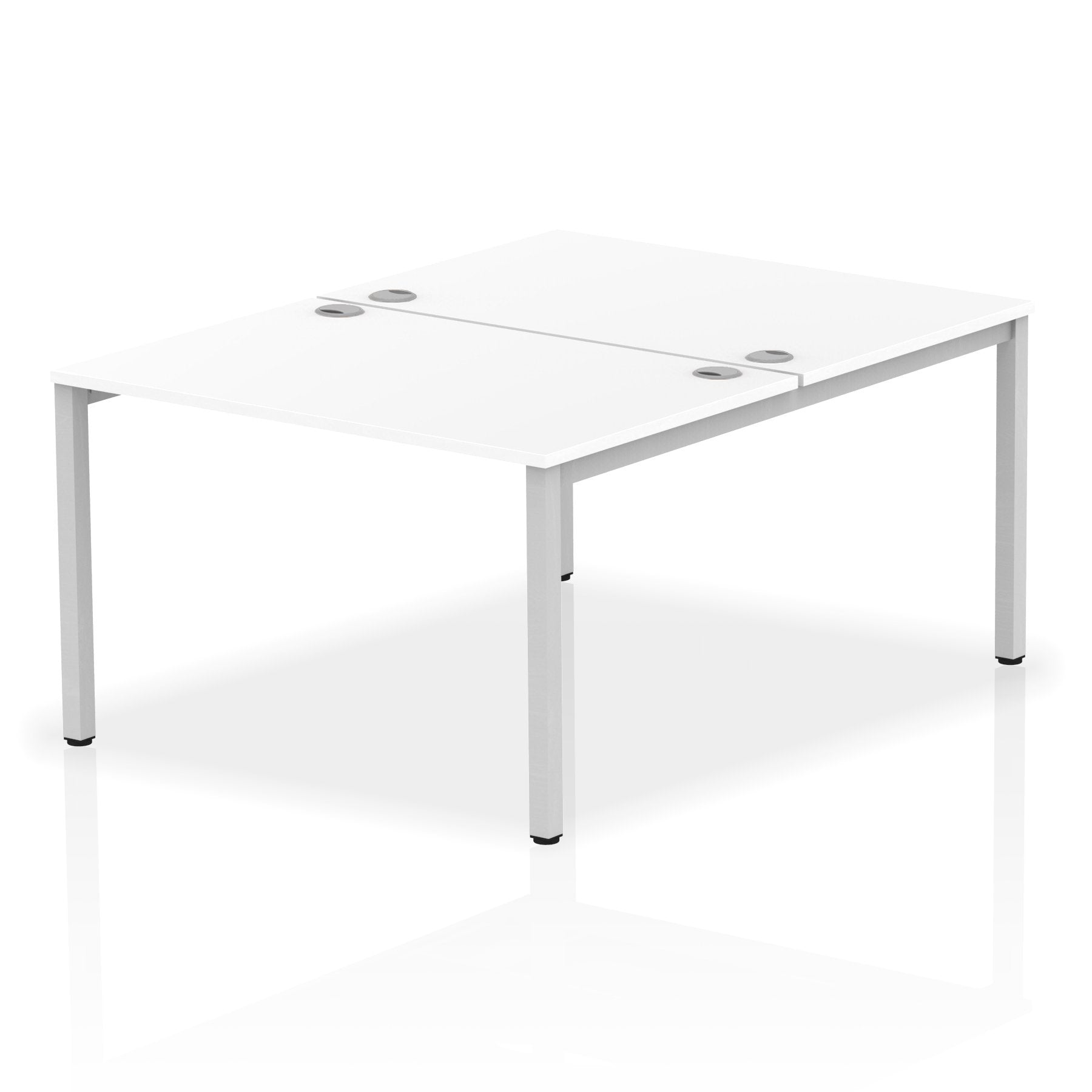 Impulse Back-to-Back 2 Person Bench Desk W1200 x D1600 x H730mm With Cable Ports White Finish Silver Frame - IB00105 DD