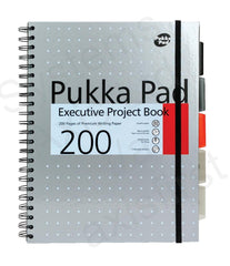 Pukka Pad Executive Metallic Project Book A4 Wirebound Ruled 200 Page Hard Back Assorted (Pack 3) 6970-MET