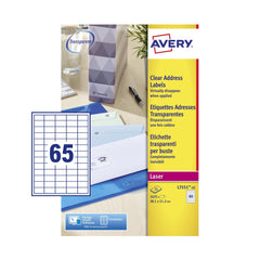 Avery Laser Mini Label 38x21mm 65 Per A4 Sheet Clear (Pack 1625 Labels) L7551-25