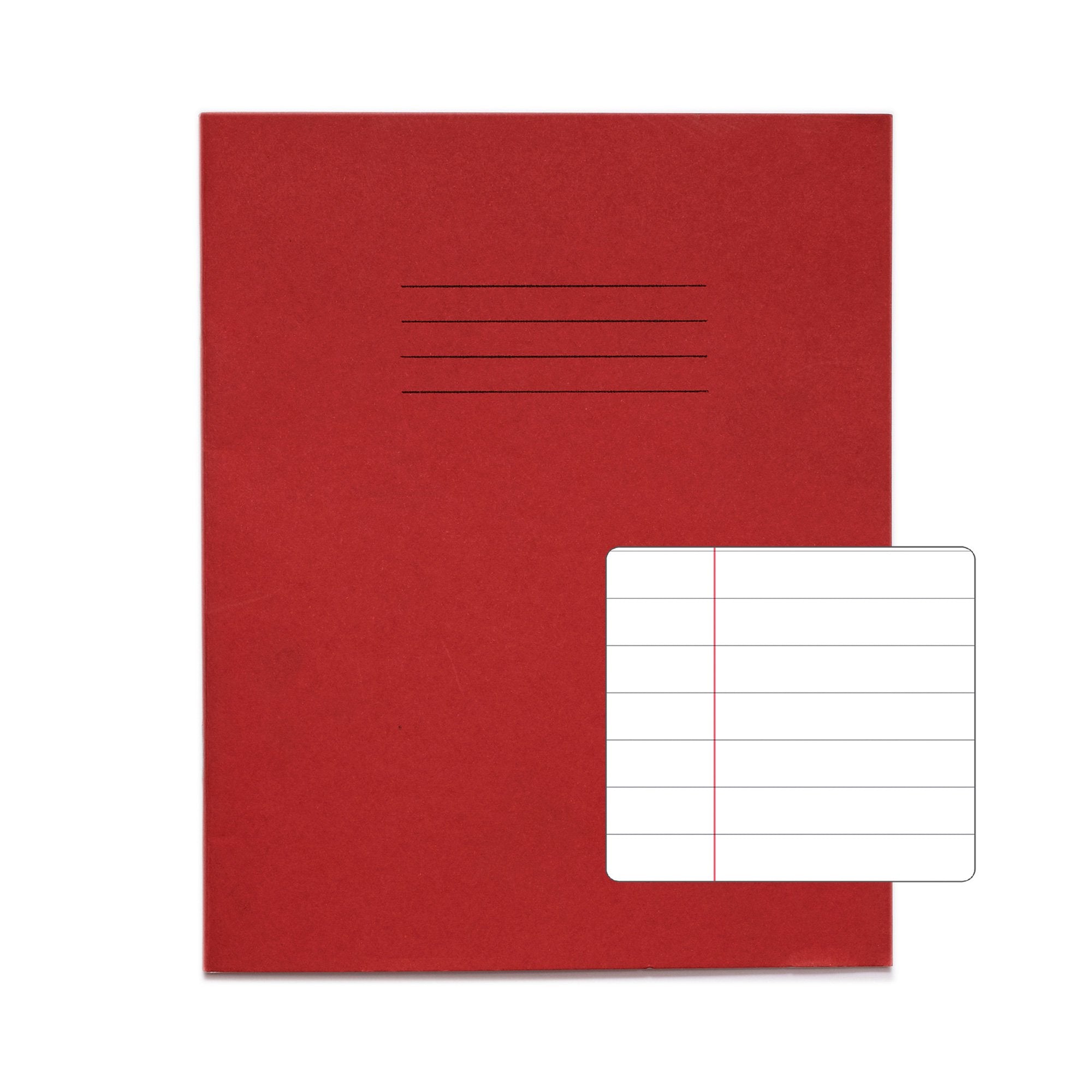 Rhino 8 x 6.5 Exercise Book 48 Page Feint Ruled 12mm Lines F12 Red (Pack 100) - VEX342-66-8 DD