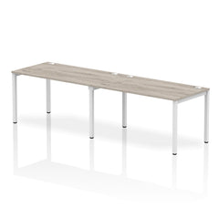 Impulse Single Row 2 Person Bench Desk W1400 x D800 x H730mm Grey Oak Finish White Frame - IB00299 DD
