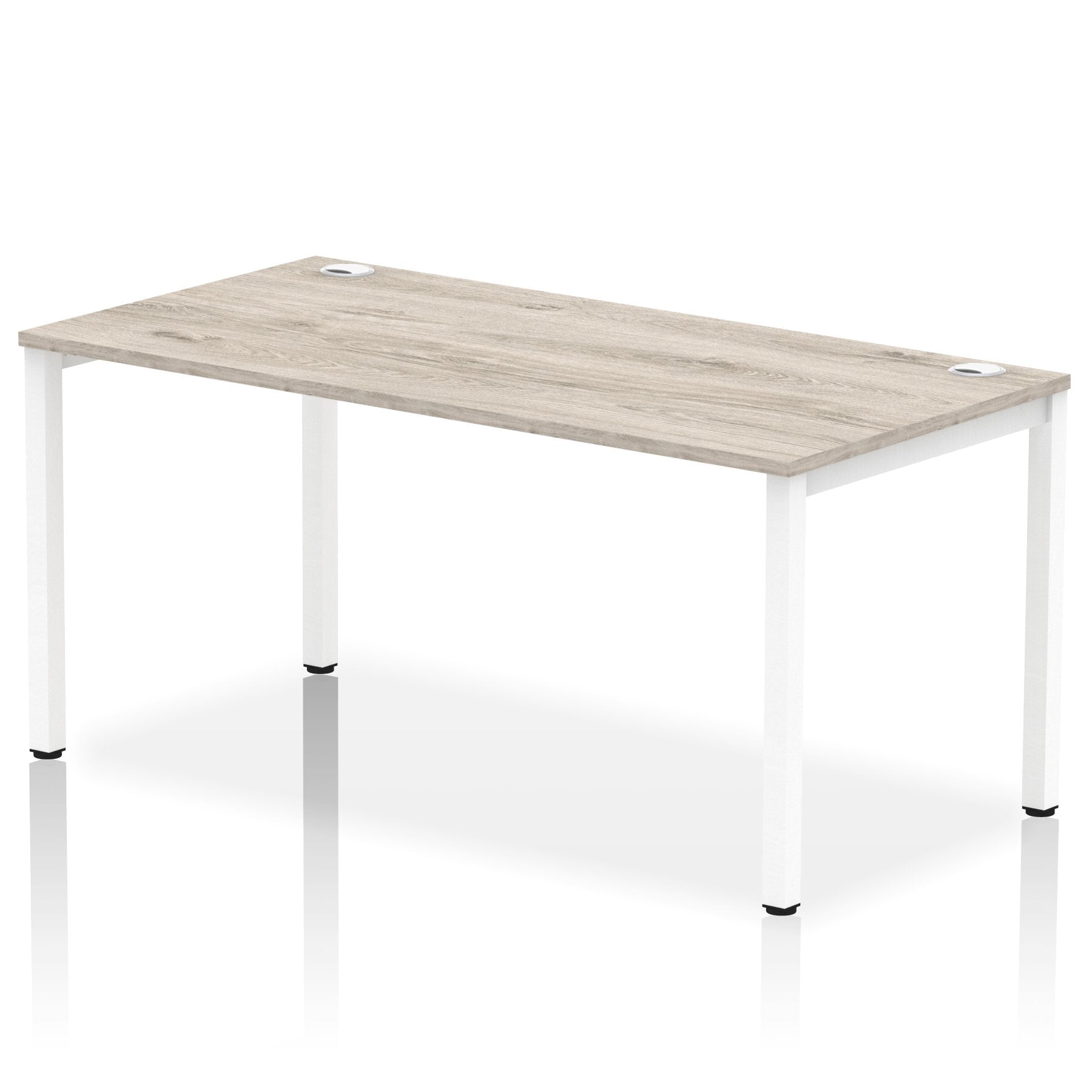 Impulse Single Row Bench Desk W1600 x D800 x H730mm Grey Oak Finish White Frame - IB00275 DD