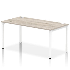 Impulse Single Row Bench Desk W1600 x D800 x H730mm Grey Oak Finish White Frame - IB00275 DD