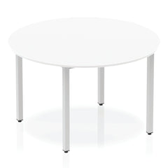 Impulse 1200mm Circle Table White Top Silver Box Frame Leg BF00197 DD