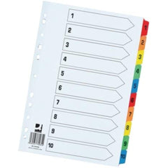 1-10 Index Extra Wide Reinforced Multi-Colour Tabs - Index Tabs