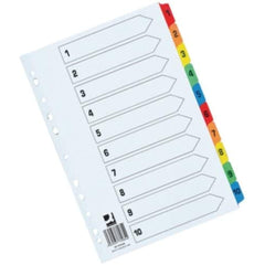 1-10 Index Extra Wide Reinforced Multi-Colour Tabs - Index Tabs