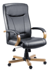 Kingston Bonded Leather Faced Executive Office Chair Black/Light Wood - 8512HLW DD