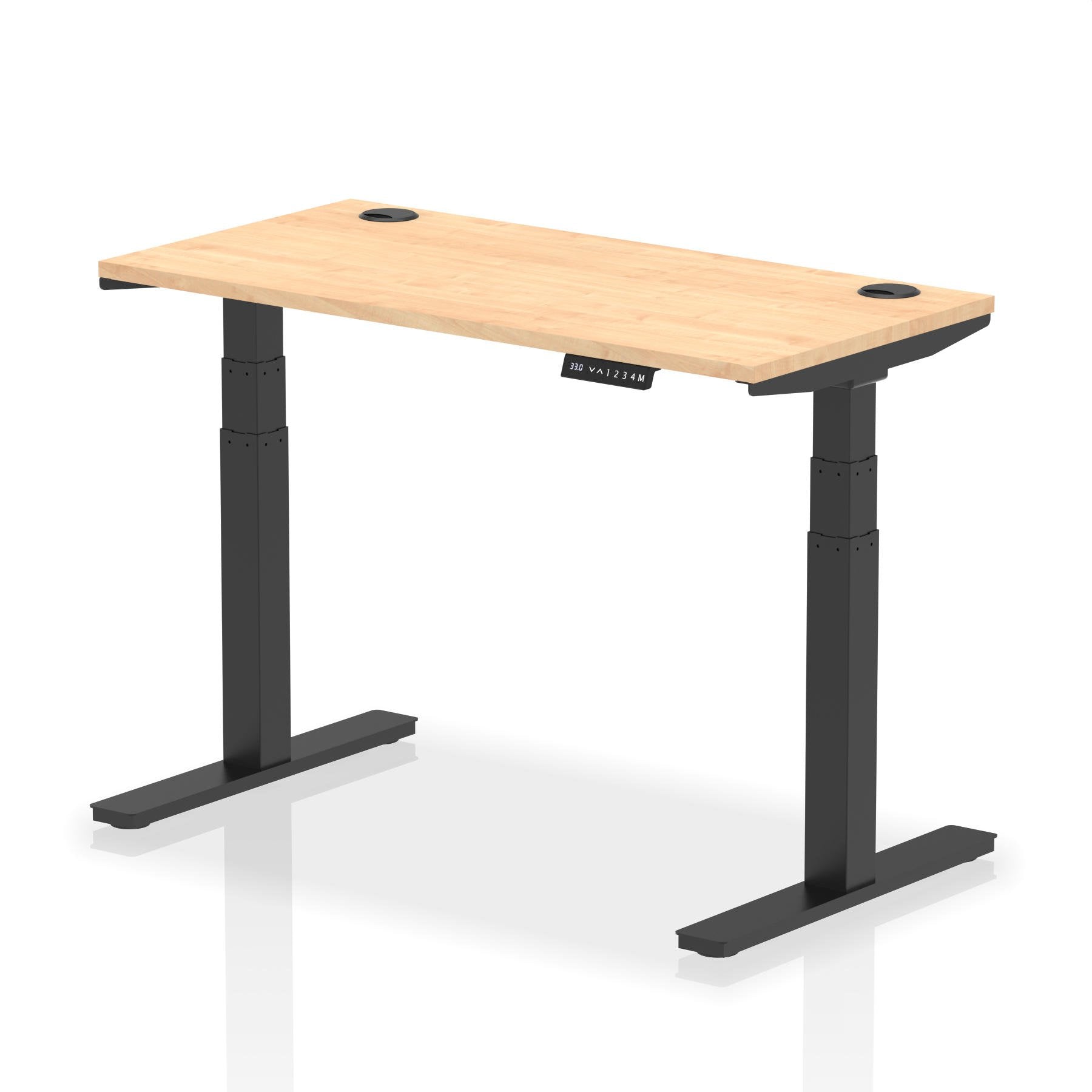 Dynamic Air 1200 x 600mm Height Adjustable Desk Maple Top Cable Ports Black Leg HA01237 DD