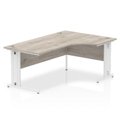 Dynamic Impulse 1600mm Right Crescent Desk Grey Oak Top White Cable Managed Leg I003533 DD