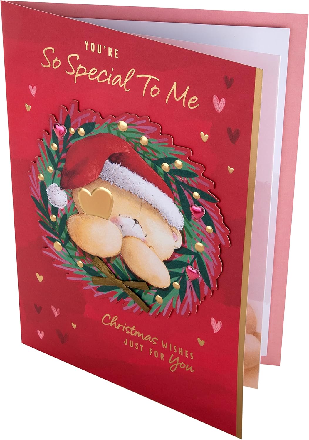 Boxed Christmas Card for Someone Special – Forever Friends Wreath and Heart Festive Design