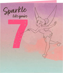 7th Birthday Card for Girl - Disney Princess Birthday Card - Tinker Bell Birthday Card - Age 7 Birthday Card for Girl, Multi (698268-0-1)