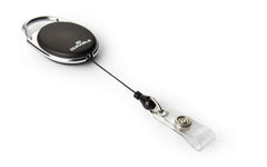 Durable EXTRA STRONG Badge Reel with Snap Button Strap 60cm Long with Metal Clip Holds up to 300g Black - 832901