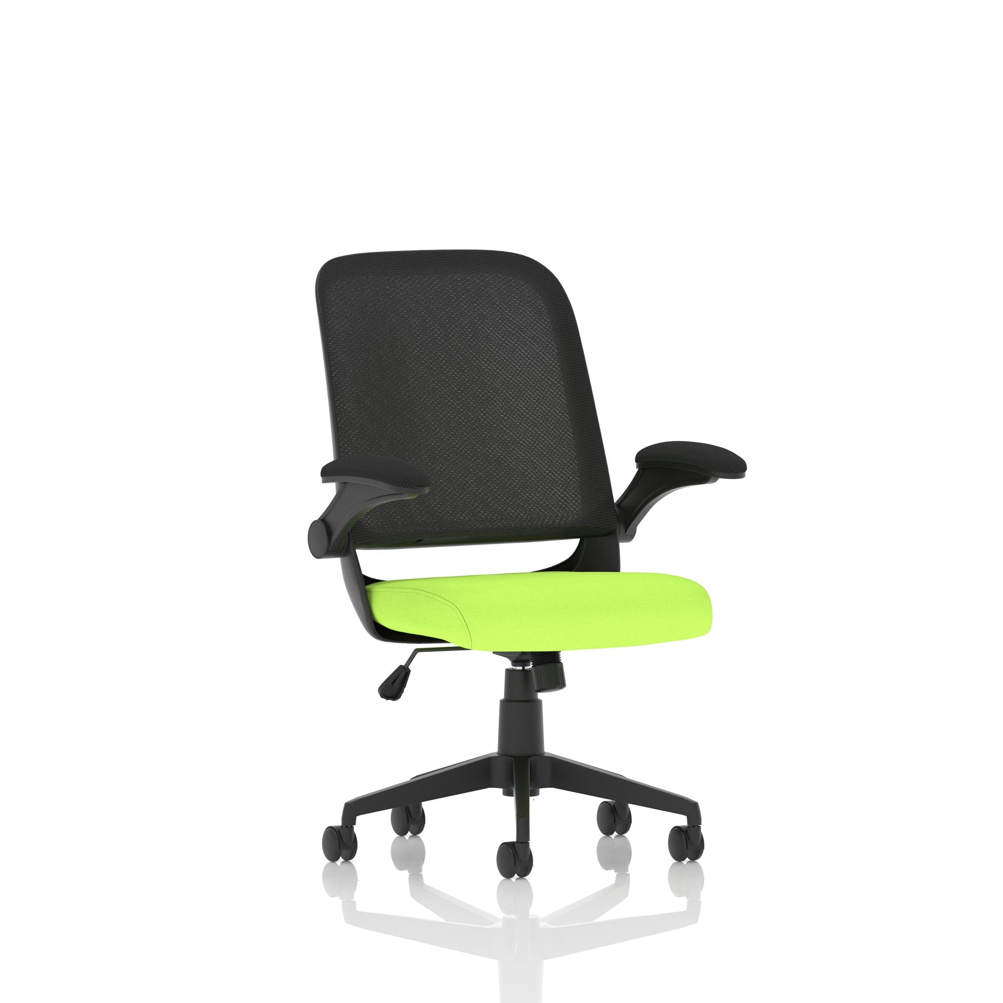 Crew Mesh Back Task Operator Office Chair Bespoke Fabric Seat Myrrh Green With Folding Arms - KCUP2019 DD