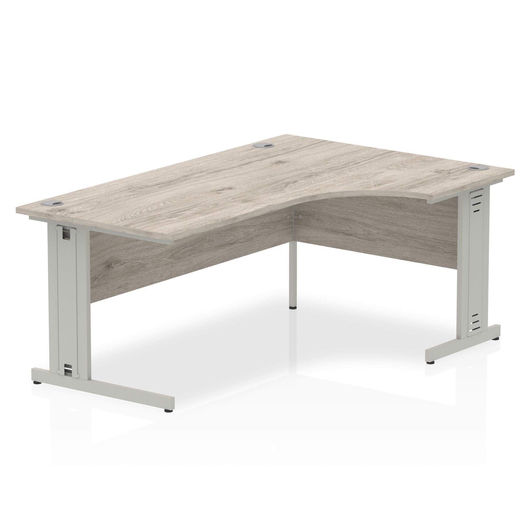 Dynamic Impulse 1800mm Right Crescent Desk Grey Oak Top Silver Cable Managed Leg I003144 DD