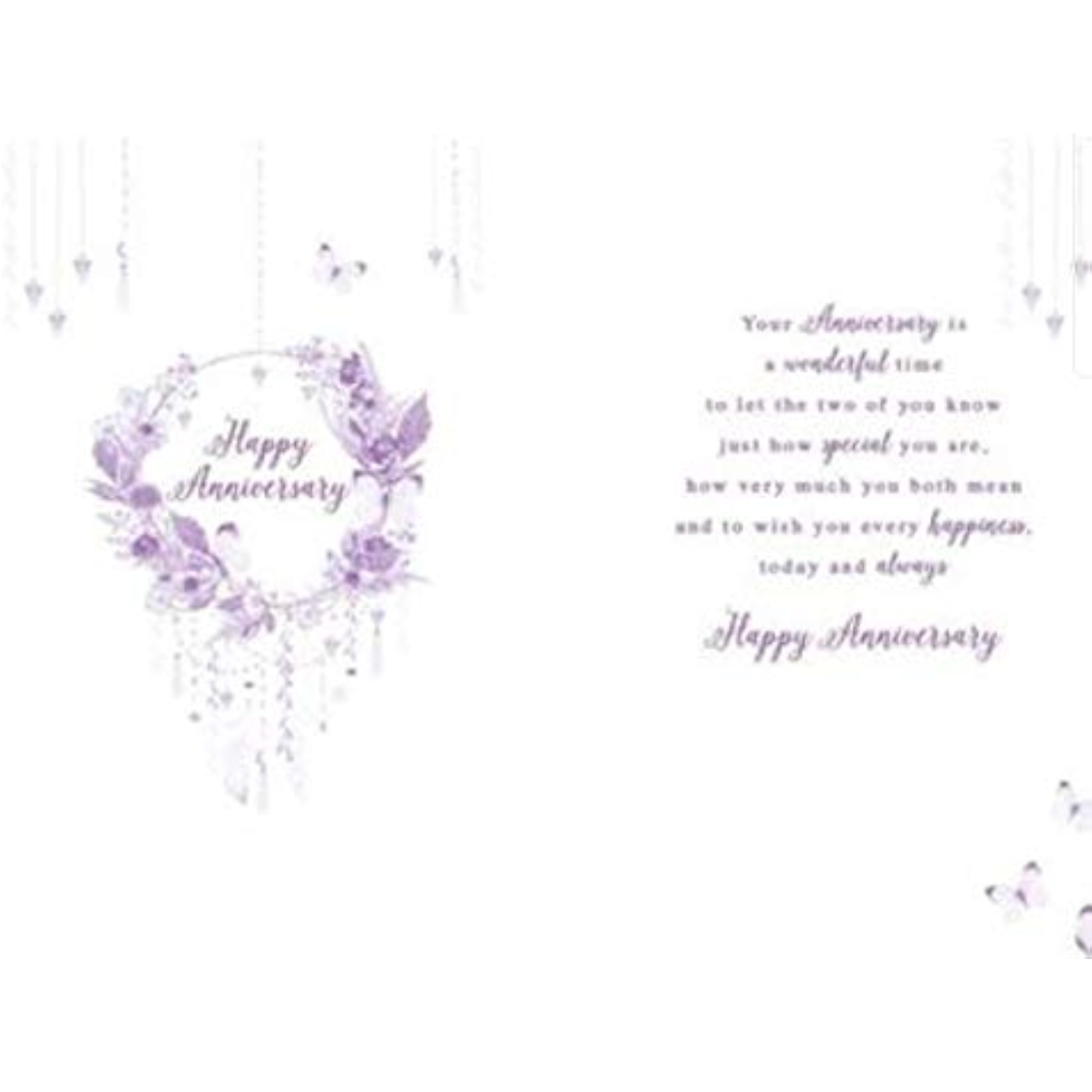 Nigel Quiney - Brother and Sister-in-Law Anniversary Card - Floral Wreath Dream Catcher - For Both of You - Silver Foil Finish