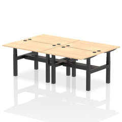 Dynamic Air Back-to-Back W1200 x D800mm Height Adjustable Sit Stand 4 Person Bench Desk With Cable Ports Maple Finish Black Frame - HA01734 DD
