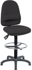 Teknik Office Ergo Twin Draughtsman Medium Back Fabric Operator Office Chair With Ring Kit Conversion and Fixed Footrest Black - 2900BLK/1163 DD