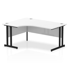 Dynamic Impulse W1600 x D1200/800 x H730mm Left Hand Crescent Desk With Cable Management Ports Cantilever Leg White Finish Black Frame - MI003323 DD