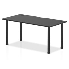 Dynamic Impulse Black Series 1600 x 800mm Straight Table Black Top with Cable Ports Black Post Leg I004202 DD
