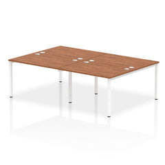 Impulse Back-to-Back 4 Person Bench Desk W1200 x D1600 x H730mm With Cable Ports Walnut Finish White Frame - IB00146 DD