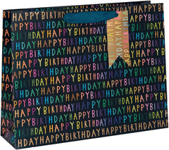 Navy Blue Happy Birthday Large Landscape Gift Bag