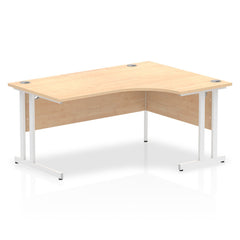 Impulse Contract Right Hand Crescent Cantilever Desk W1600 x D1200 x H730mm Maple Finish/White Frame - I002619 DD