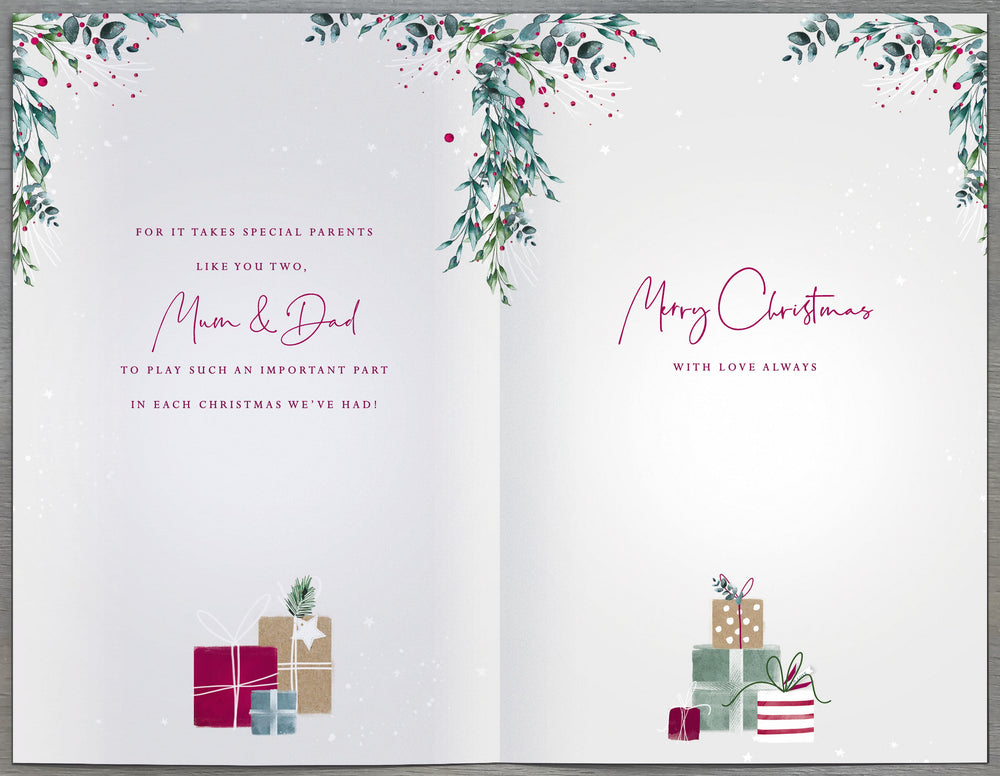 Mum And Dad Fireplace Presents For Wonderful Christmas Card