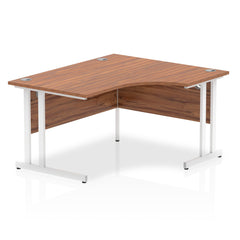 Dynamic Impulse 1400mm Right Crescent Desk Walnut Top White Cantilever Leg I003841 DD