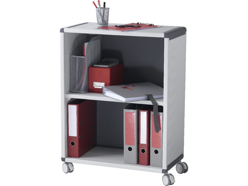Fast Paper Mobile Bookcase 2 Compartment 1 Shelf Grey/Charcoal - FDM2K211 DD
