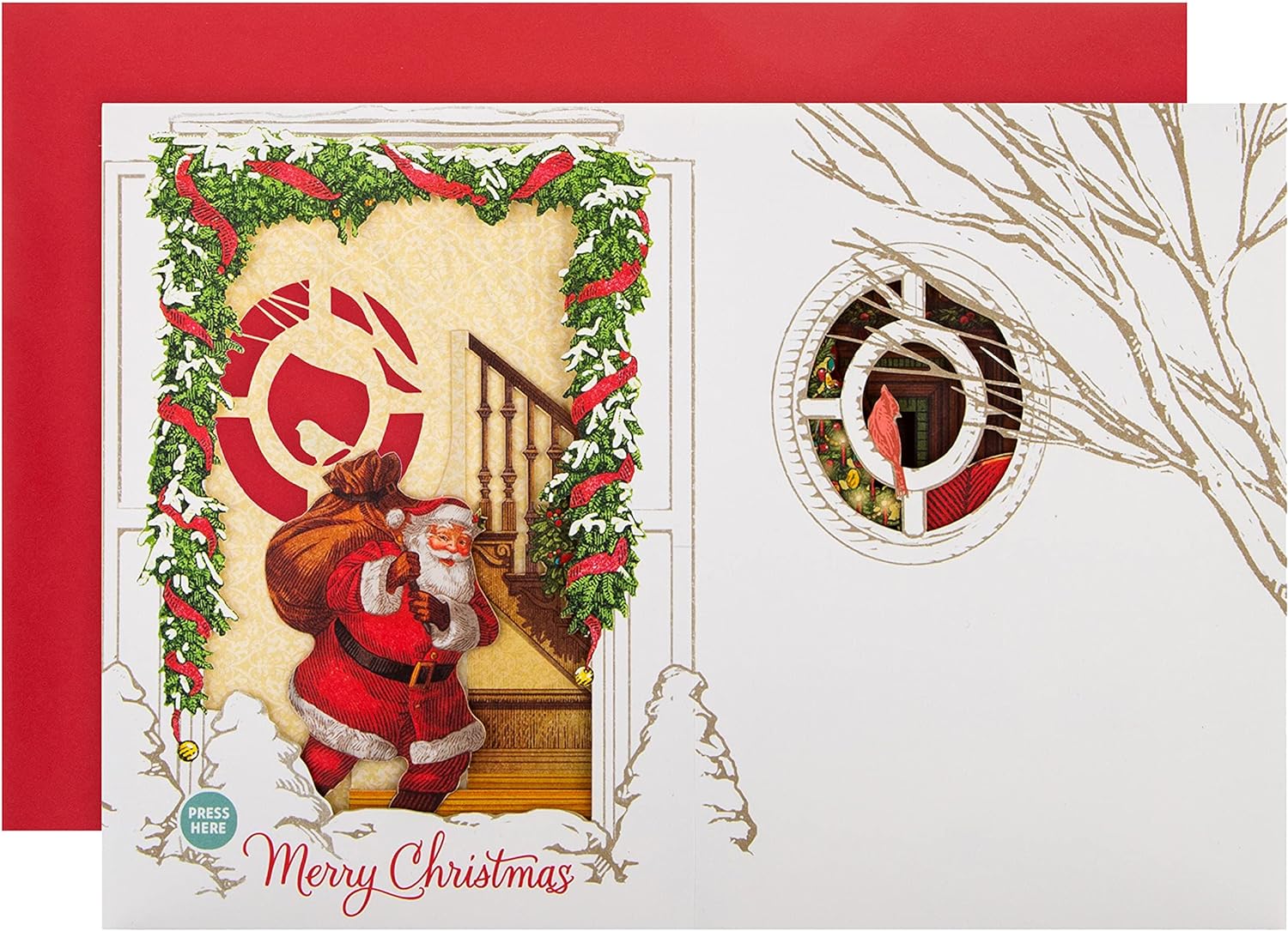 Pop Up Musical Christmas Greeting Card with Light Up Festive Spirit Design