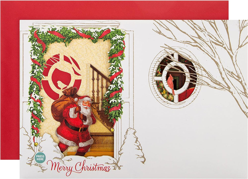 Pop Up Musical Christmas Greeting Card with Light Up Festive Spirit Design