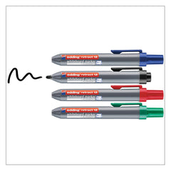 edding 12 Whiteboard Marker Retractable Bullet Tip 1.5-3mm Black Blue Red Green (Pack 4) - 4-12-4