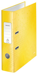 Leitz 180 WOW Lever Arch File Laminated Paper on Board A4 80mm Spine Width Yellow (Pack 10) 10050016