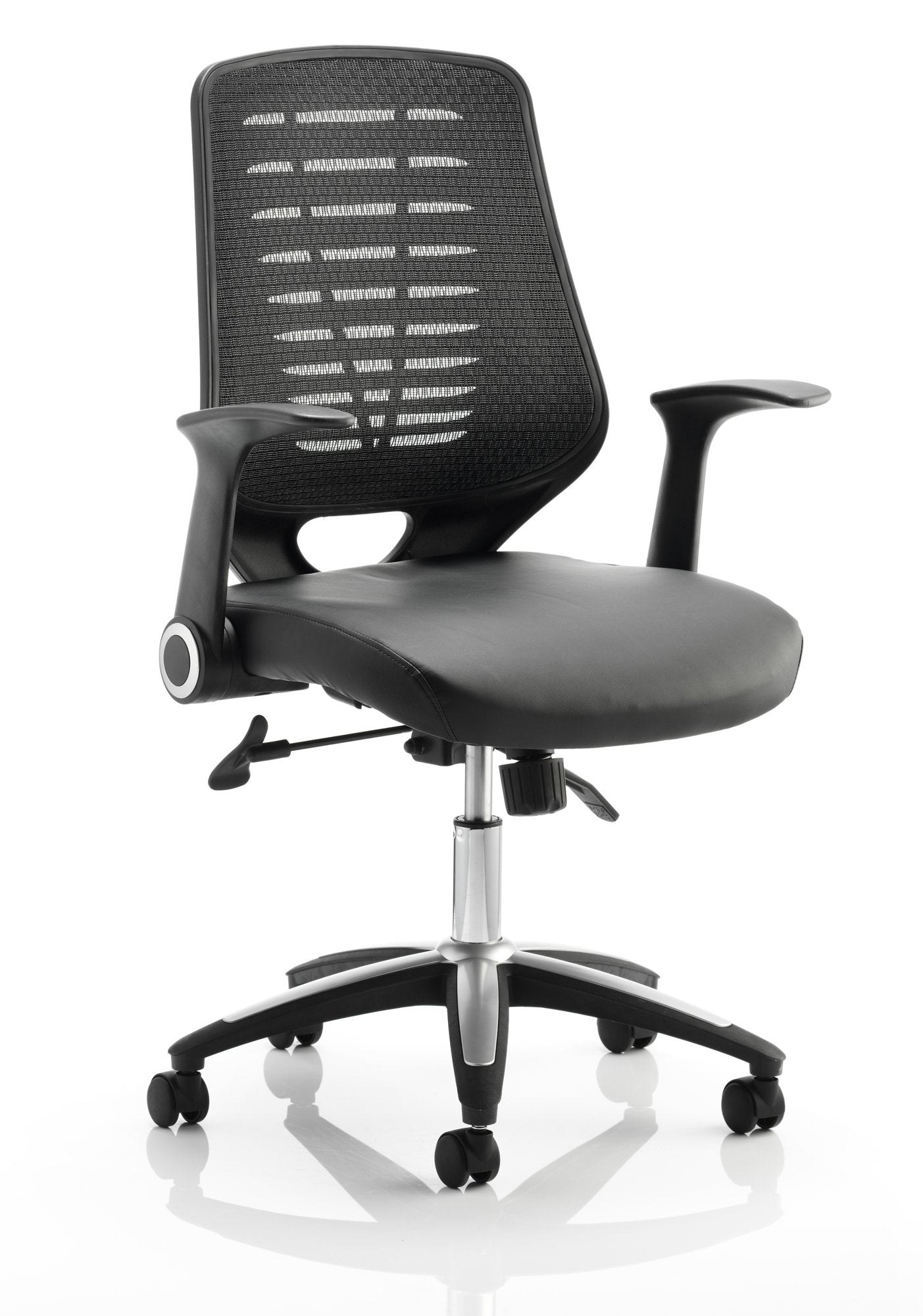 Relay Chair Leather Seat Black Back With Arms OP000117 DD