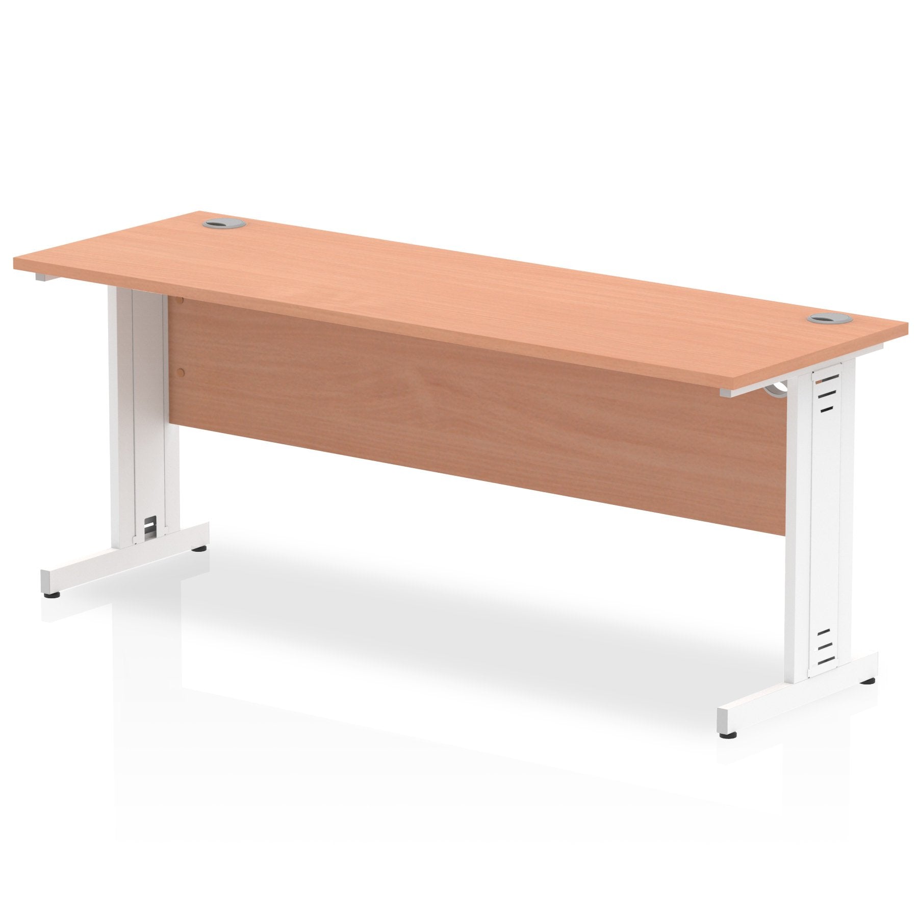 Impulse 1800 x 600mm Straight Desk Beech Top White Cable Managed Leg MI001767 DD