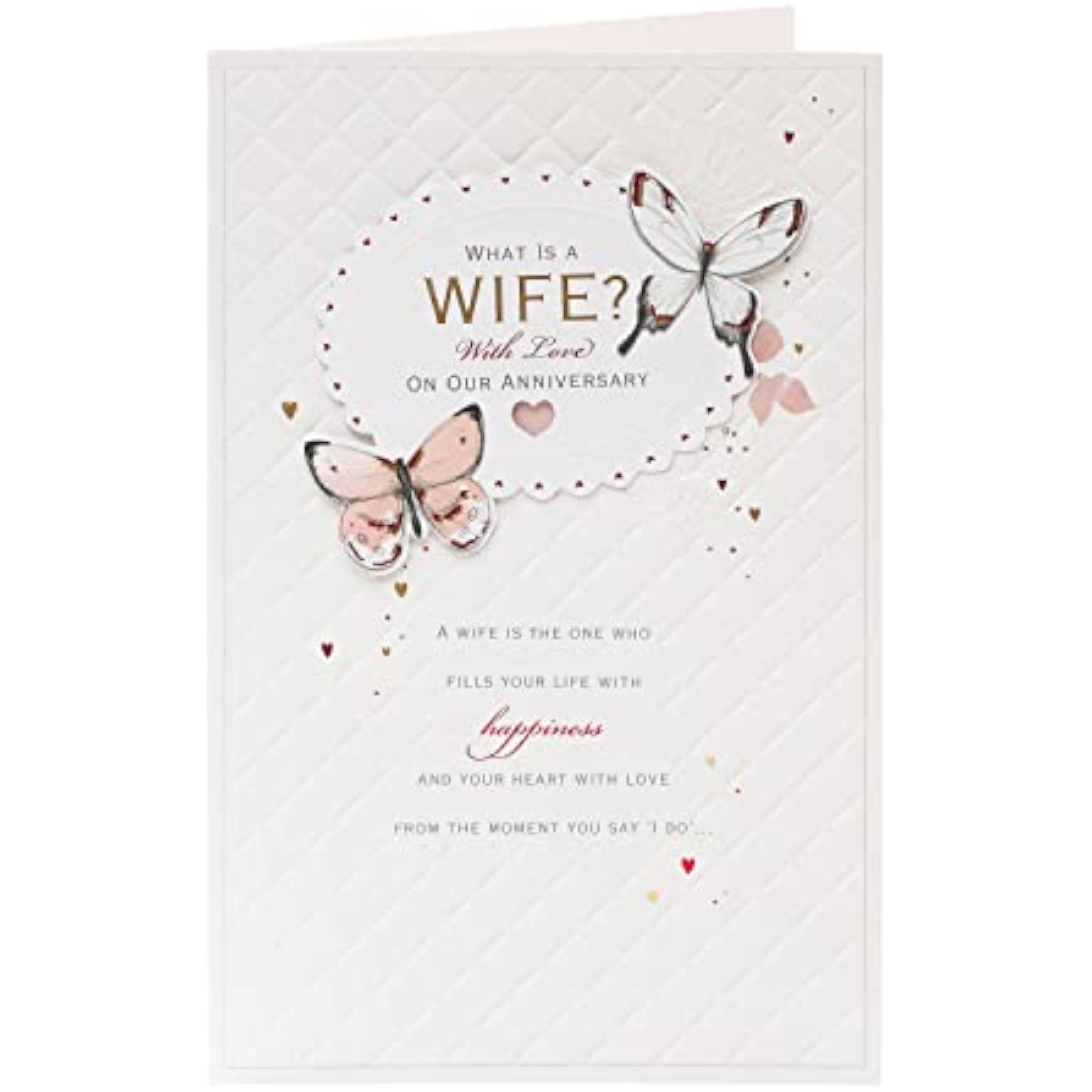 Elegant 3D Butterflies with Gold Foil Design Wife Anniversary Card