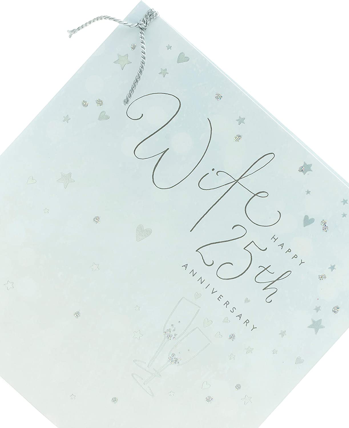For Wife Sparkling Hearts And Stars Design 25th Anniversary Card