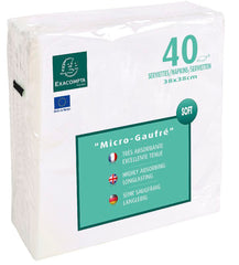Exacompta Napkins Micro High Quality Embossed Paper White (Pack 40) SV913801I
