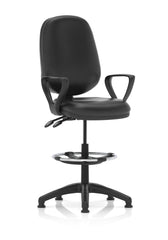 Dynamic Eclipse Plus II Medium Back Soft Bonded Leather Task Operator Office Chair With Fixed Loop Arms and Hi Rise Draughtsman Kit Black - KC0428 DD