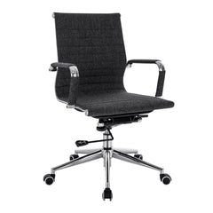 Nautilus Designs Aura Contemporary Medium Back Fleck Fabric Executive Office Chair With Fixed Arms Black/Grey - BCF/8003/BGF DD