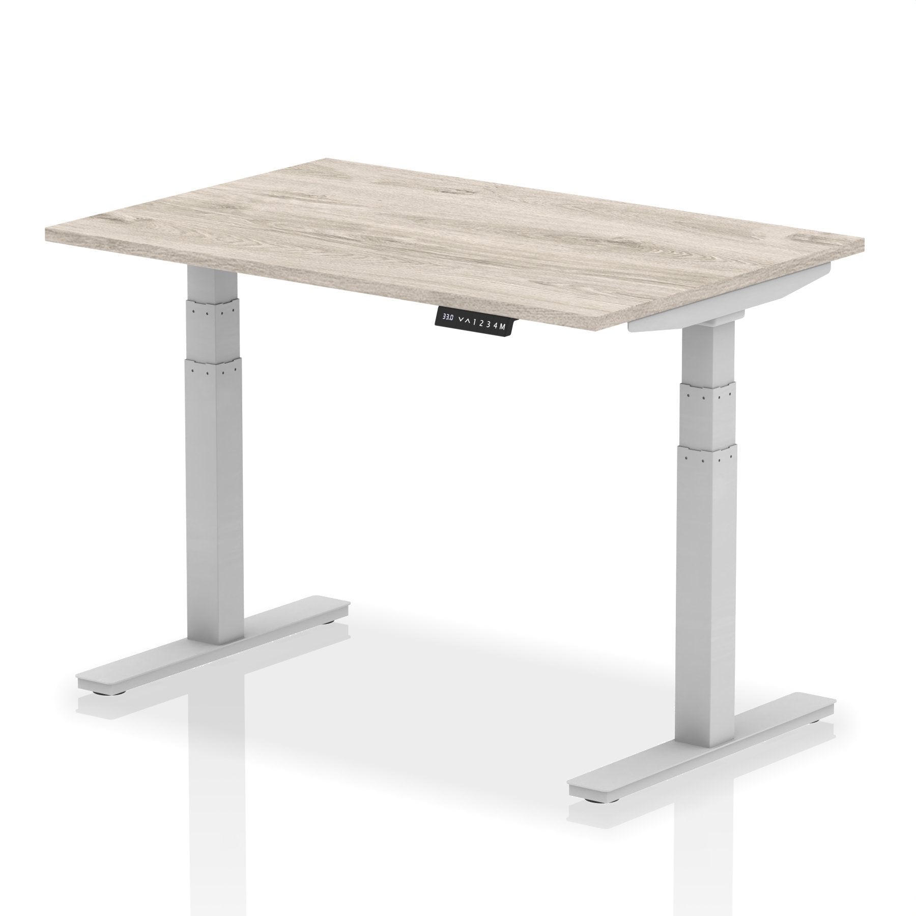 Dynamic Air 1200 x 800mm Height Adjustable Desk Grey Oak Top Silver Leg HA01161 DD